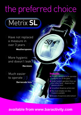 Beaumont Metrix SL Bar Optic Spirit Measure Dispenser - 25ml / 35ml / 50ml CE Marked