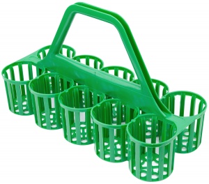 Bar Pub Glass and Bottle Carrier Basket - Green Plastic