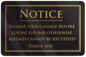 Check Your Change Sign