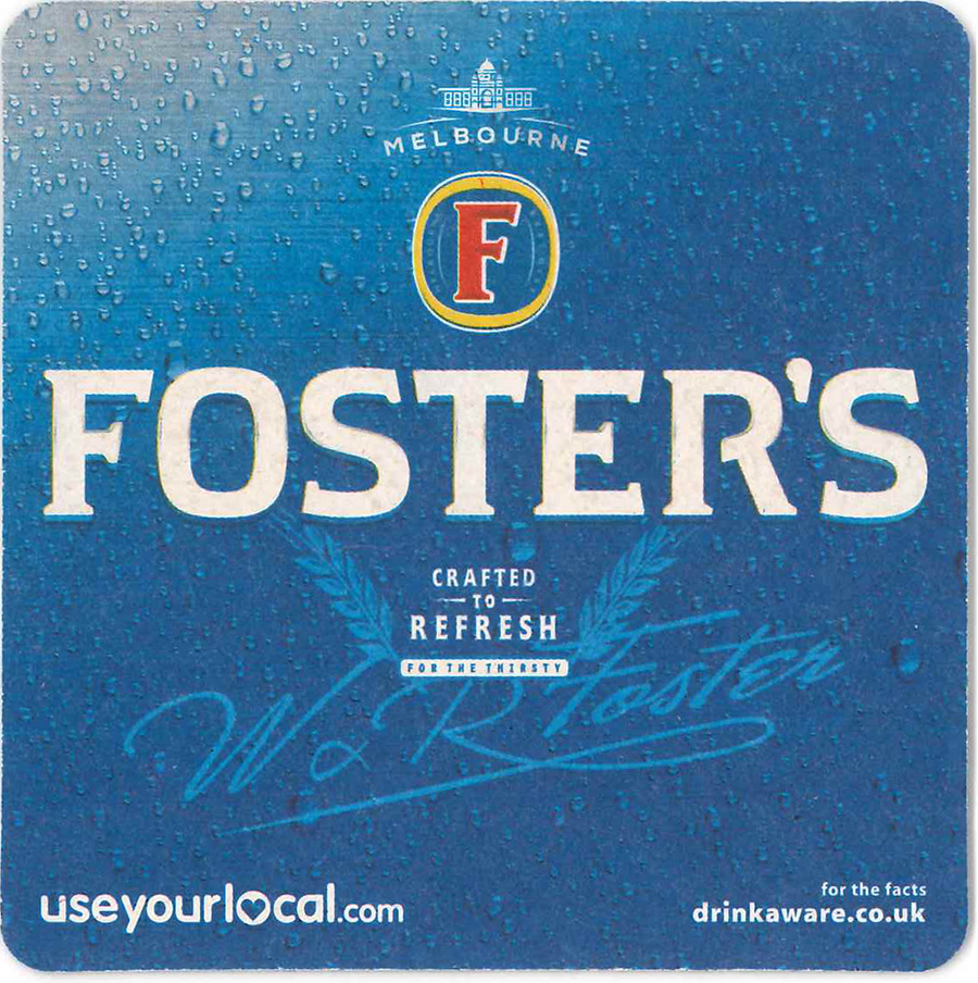 GREAT FOR MAN CAVE OR HOME BAR 100 IN TOTAL  APPROX NEW FOSTERS BEER MATS 