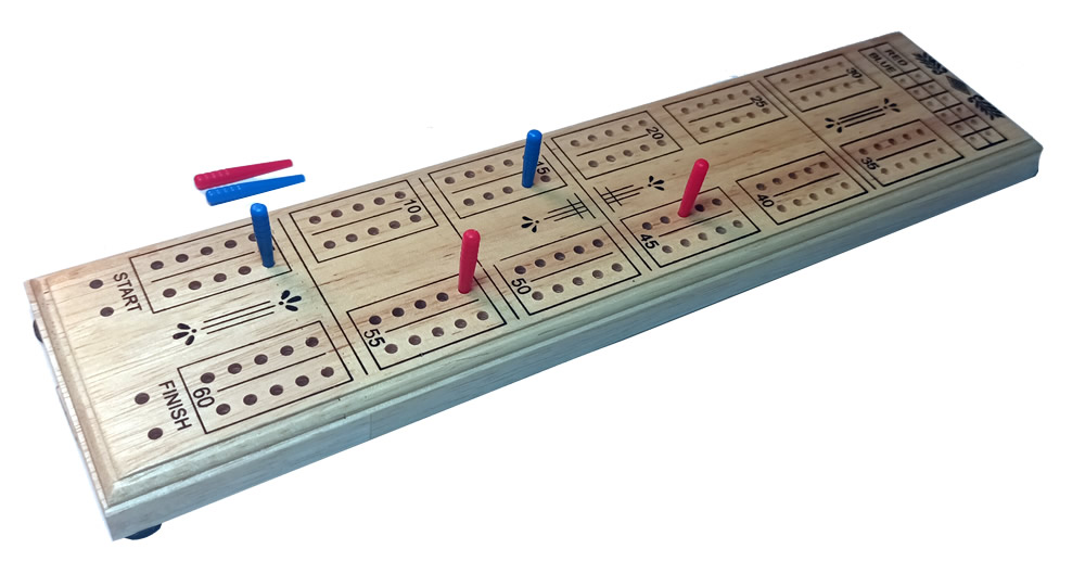 Wooden Cribbage Board with Pegs