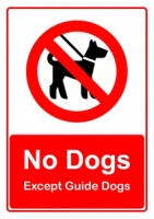No Dogs (Except Guide Dogs) Sign